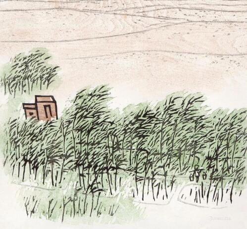 吴凡 《沙漠树田》 版画